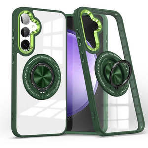 เคส Samsung Galaxy S25 2025 Samsung Galaxy S24 2024 แบบวงแหวนแม่เหล็กพร้อมขาตั้งหมุนได้ สีเขียว - Product Image 1