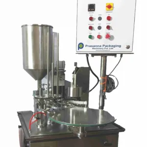 High Quality Rotating Cheese Cup Sealing Machine Yogurt Cup Filling Sealing Machine 1-6-R from Indian Manufacturer