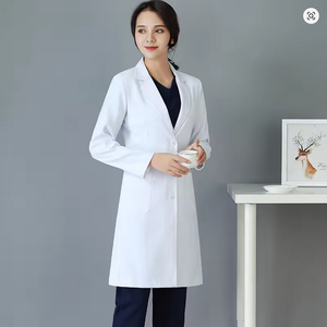 Bata básica blanca personalizable de longitud regular para hombres y mujeres como uniformes de hospital - Product Image 2