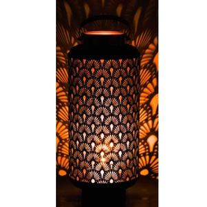 Lanterne moderne en métal noir avec poignée dorée, motif Art déco, découpe, porte-bougie, lanterne décorative de jardin, ensemble de lanternes de sol - Product Image 2