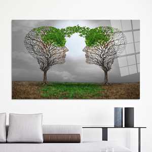 Lienzo Impreso con Silueta de Árbol Tranquilo, Decoración Elegante para Oficina o Meditación, ARTE EN VIDRIO TEMPLADO - Product Image 1