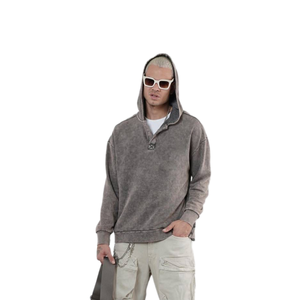 Men Zipper-Up Hoodie Drawstring Hood <b>Thick</b> <b>Fleece</b> Waterproof Plain Dyed Winter Warm Casual Cotton Streetwear Pocket 400g - Product Image 4