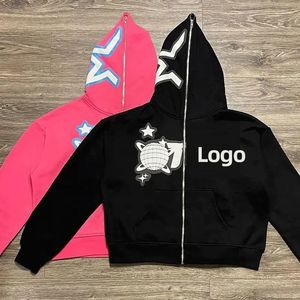 Wholesale Factory Custom 3d Puff Printing <b>Hoodie</b> Heavyweight Cotton French Terry Puff Printing Full Face Oversized Zip up <b>Hoodie</b> - Product Image 1