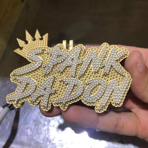 3.30Ct Rond Véritable Diamant Personnalisable Nom Lettre Charms 14K Or Blanc Plaqué Argent Sterling Fête - Product Image 1