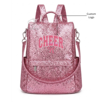 Mochila de Animadora de Moda con Brillo, de Cuero PU Suave, con Logotipo Bordado, Brillante, para Práctica de Baile y Libros