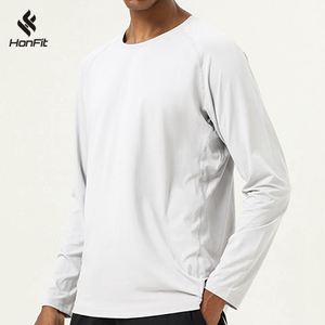HONFIT Custom Logo Summer Breathable Quick Dry Male Activewear Blank Solid 180Gsm Casual Sports <strong>White</strong> Men's Long Sleeve T <strong>Shirt</strong> - Product Image 4