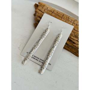 Boucles d'oreilles pendantes Navajo faites à la main en argent sterling, design géométrique, tendance, religieuses, pour mariages, fêtes, cadeaux, diamant, rubis, perle - Product Image 3