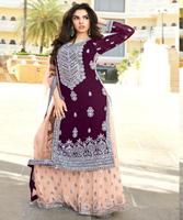 Traje Salwar de Seda para Mujer, para Adultos, India, Pakistán, Lavable a Máquina, Limpieza en Seco, Último Diseño, Elegante, Multicolor, para Bodas, 500