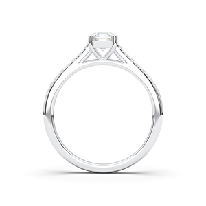 Juego de puntas de anillo de compromiso de diamante redondo y esmeralda de moissanita de 0,70 quilates de calidad en platino para mujer - Product Image 2