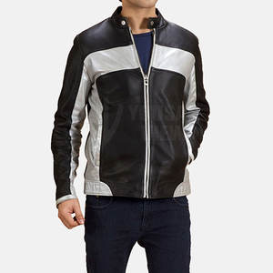 แจ็กเก็ตมอเตอร์ไซค์ของผู้ชายแจ็กเก็ตมอเตอร์ไซค์สีตัดกันดีไซน์เฉพาะ - Product Image 2