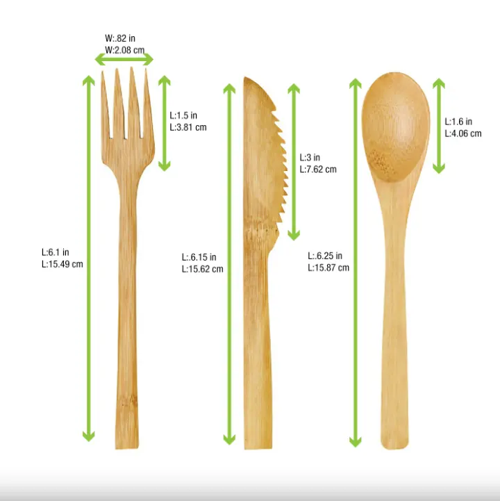 Mayorista de alta calidad superventas ecológico Cubiertos de bambú 3 en 1 Kit Cuchillo Tenedor Cuchara para picnic set utensilios de cocina