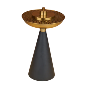 Brûleur d'encens moderne en métal à base noire Base en bois au design moderne et élégant personnalisée pour l'utilisation des parfums aromatiques du bureau à domicile - Product Image 1