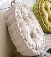 Coussin de siège en velours tissé doux et confortable, poignée écologique, motif diamant de 16 pouces de diamètre, pour chaises de salle à manger, chaises de bureau, utilisation en hôtel