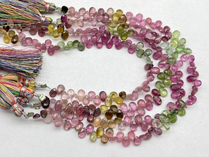 Cuentas de Briolette con forma de pera facetada de turmalina múltiple de alta calidad, cuentas con forma de almendra de piedras preciosas naturales para joyería - Product Image 5