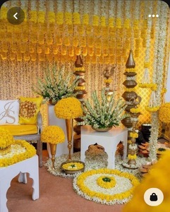 พวงมาลัยดอกดาวเรืองเทียม |   ดอกเจนด้าฟูลสีเหลืองและสีส้มสำหรับตกแต่งงานดิวาลี งานฮัลดี และงานขึ้นบ้านใหม่ - Product Image 5