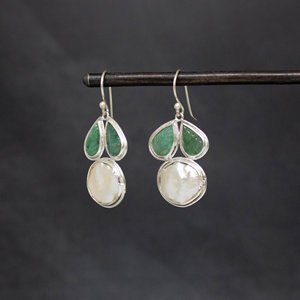 Natural Freshwater Pearl and <b>Green</b> <b>Emerald</b> Gemstone Earrings Female 925 Silver 2025 New Fashion Earrings Light Luxury Earrings - Product Image 2