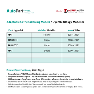Diffuseur de chauffage central pour les ventilateurs de voiture Fiat Fiorino Peugeot Bipper Citroen Nemo - Product Image 2
