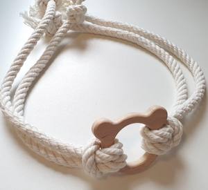 Attache de rideau en forme de tête d'ours, corde en coton et décoration en bois - Product Image 2