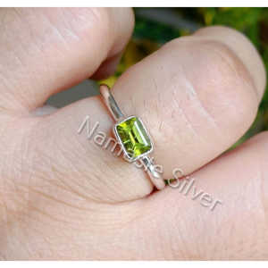 Handmade Dainty Boho Ring Natural Peridot 925 <b>Solid</b> Sterling <b>Silver</b> for Women Minimalist <b>Silver</b> Ring Fashion Gift - Product Image 2