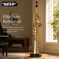 Professional Eb Soprano Saxophone-High Quality Gold Lacquer Brass Body Rust Resistant OEM Service for Orchestral Use