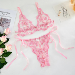 Sexy Women Floral Mesh <b>Push</b>-<b>Up</b> Breathable Lace Bra Panty <b>Set</b> Elegant Sheer Lingerie Two Piece Intimate Underwear Comfort Fit - Product Image 6