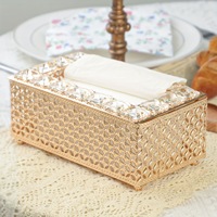 TB16 moderne européen cristal boîte à mouchoirs stockage en métal pour la maison salon Table à manger célèbre Internet décoration de la maison papier