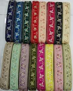 Rubans et lacets brodés à la machine 100% coton sur mesure 12 couleurs et divers motifs 1.5 pouces pour robes de mariée - Product Image 6