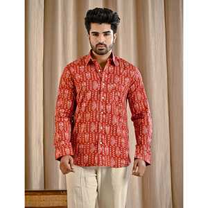 Chemise décontractée pour homme, coupe ajustée, rouge, en coton imprimé, style décontracté chic, tissu popeline 100%, respirant, tailles du XL au 6XL - Product Image 3