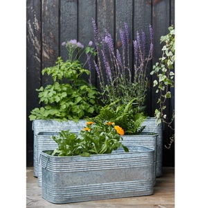 Jardinières de fleurs rectangle en métal galvanisé de nouvelle conception avec poignées pour jardinière décorative de patio de jardin extérieur - Product Image 2