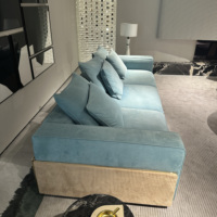 Canapé de luxe italien moderne à 4 places en ligne en velours vert foncé Ensemble de canapés de salon de luxe en cuir et acier inoxydable