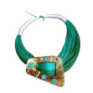 Colgante de latón chapado en oro Vintage, cordón verde, piedra Natural, diseño de mariposa, tendencia, cadenas de boda para fiesta de chicas a la moda - Product Image 5