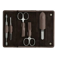 Ensemble de manucure et pédicure professionnel personnalisé 5 pièces en acier inoxydable, pousse-cuticules, ciseaux, coupe-ongles 4-en-1, beauté