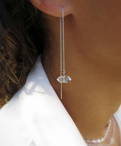 Erkimer-pendientes enhebradores de Plata de Ley 925 para mujer, aretes enchapados en oro, enhebrador de cadena larga hecho a mano - Product Image 6