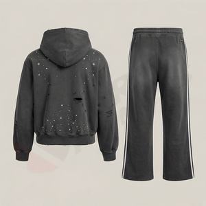 Conjunto Deportivo de Invierno Personalizado para Hombre, Pantalones Acampanados de Forro Polar de Poliéster Transpirable con Capucha - Product Image 2