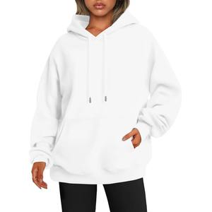 Femmes 2025 nouveau décontracté Beige sweat à capuche ample automne hiver à manches longues sweat Simple épais pull 100% coton teint uni - Product Image 4