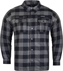 Chemise de motard personnalisée pour homme et femme, en coton % intérieur, noir gris, équipement de protection, cruisers, imperméable, fermeture éclair, flanelle blindée - Product Image 4