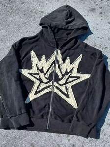 Sweats à capuche patchwork personnalisés de haute qualité sweat à capuche lavage vintage 100% coton 500gsm sweat à capuche en détresse - Product Image 4