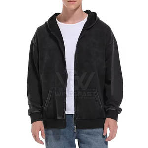 Offre Spéciale Unique Design Hommes Zipper Acid Wash Hoodies Respirant Durable Matériel Basiques Hommes Acid Wash Hoodies - Product Image 2