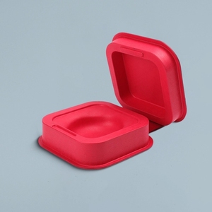 Đỏ lật Top hộp đồ trang sức bán buôn đúc bột giấy với kết cấu da kết thúc compostable quà tặng bao bì - Product Image 3