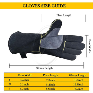 Gants de soudure en cuir unisexes, gants de travail à manches longues résistants à la chaleur, gants de four pour tig mig stick, gants de cheminée pour barbecue - Product Image 2