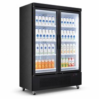 Réfrigérateur à vitres pour exposition, refroidi par air commercial avec étagères réglables