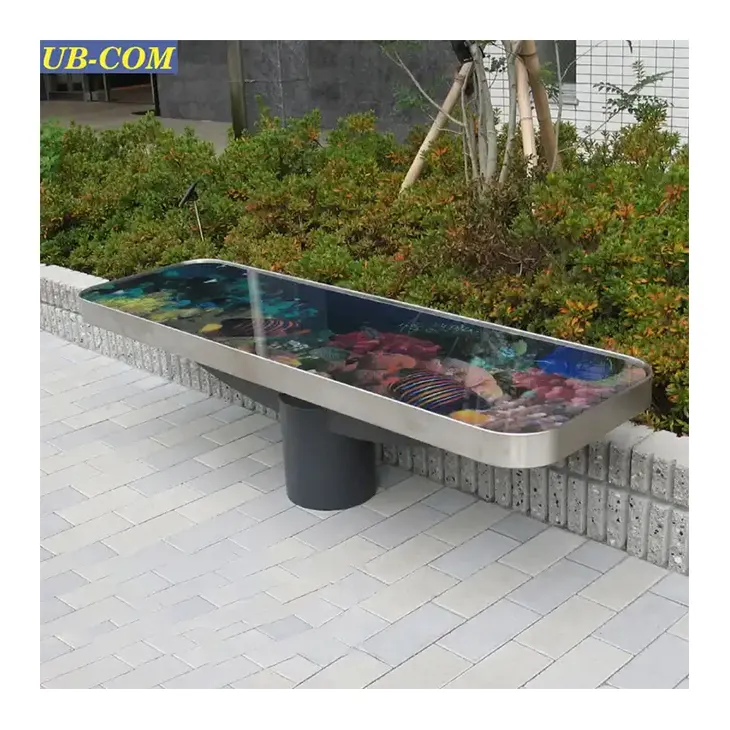 Sleek Designed UB-AWL071GC Outdoor Glass Modern Sitting Japanese Bench Furniture