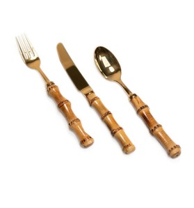 Ensemble de couverts modernes en acier inoxydable avec manche en bois couverts élégants pour hôtel - Product Image 1