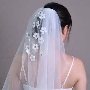 หวีติดผม Bridella V46-I ประดับดอกไม้และคริสตัล พร้อมตาข่าย  ใส่สบายและแน่นหนา อุปกรณ์เสริมผ้าคลุมผมเจ้าสาวสุดหรู - Product Image 3