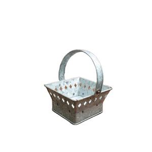Panier en métal galvanisé avec poignée, mini pot de fleurs rustique pour la décoration de la maison et du jardin, vente en gros - Product Image 4