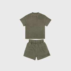 เซตกางเกงขาสั้นผ้าฝ้าย100% หนาสไตล์วินเทจสำหรับผู้ชายและผู้หญิงเสื้อลำลองไซส์ใหญ่พิเศษซักได้ตามต้องการ - Product Image 3