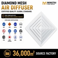 Diffuseur de plafond à grille diamantée - Grille d'alimentation en air HVAC en alliage d'aluminium