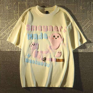 Camiseta extragrande de manga corta cuadrada de 100% algodón para hombre, Camiseta con estampado de pantalla en 3D, secado rápido, patrón ligero de Hip Hop, venta al por mayor - Product Image 1