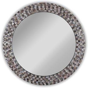Elegant Luxury Modern Round Wall Mirror Wholesale Best Selling New Crackled Mother Pearl Design High Quality Wood Framed Mirror - Product Image 2