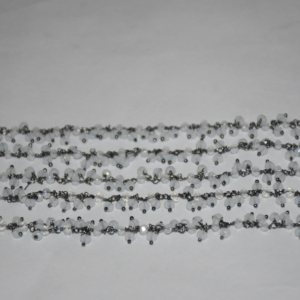 Black plated White Rainbow Glass Beads <b>Cluster</b> Rosary Chain, Rosary for Jewelry Bracelet necklace Making, Brass wire wrapped - Product Image 3